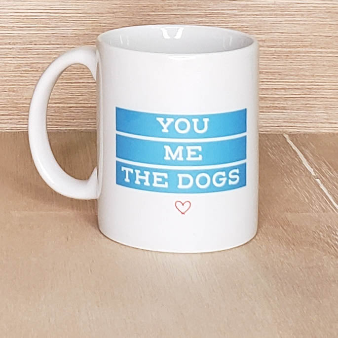 You, Me and the Dogs mug (blue)